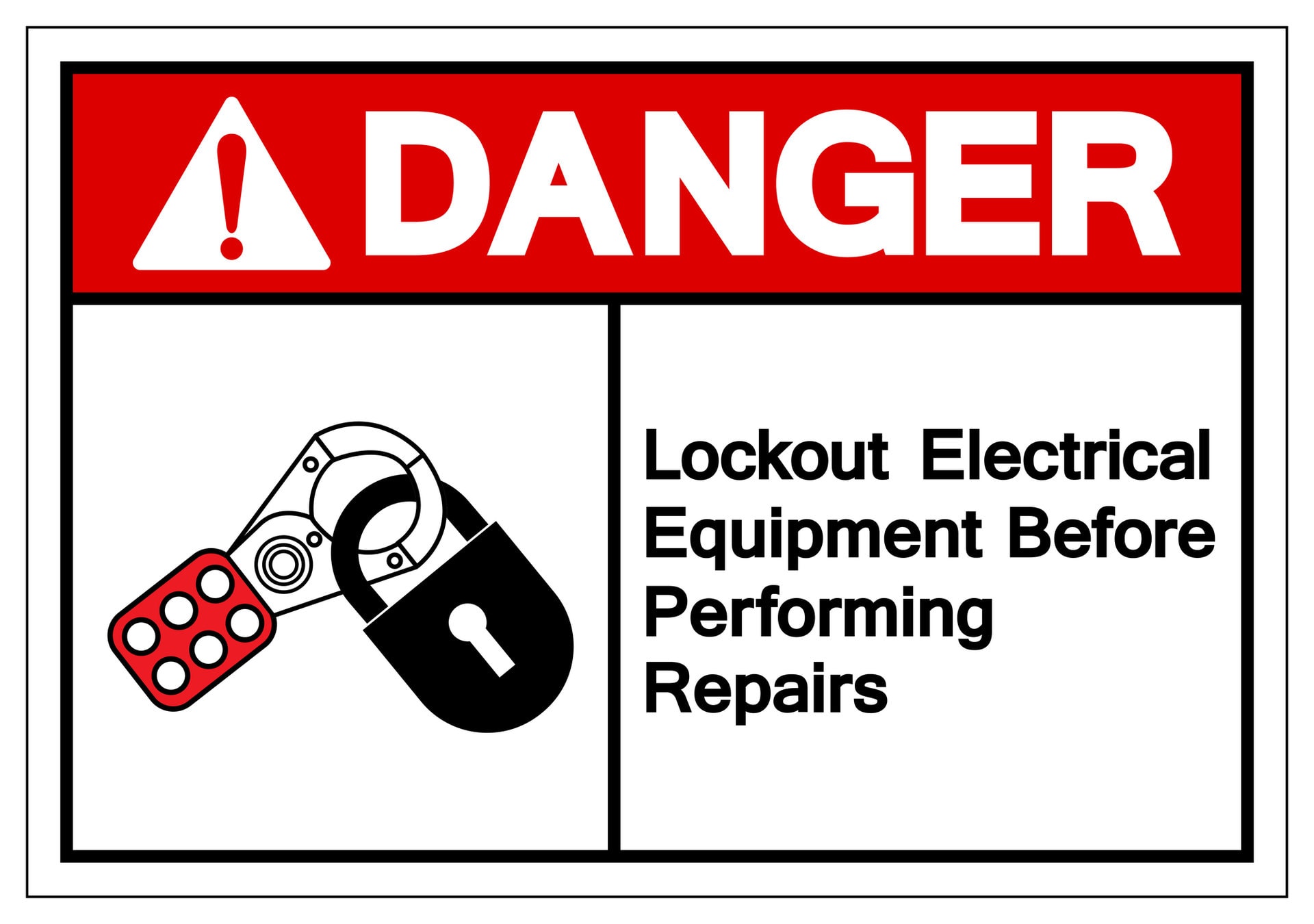 Danger Lockout Electrical Equipment Befor Performing Repairs Sy